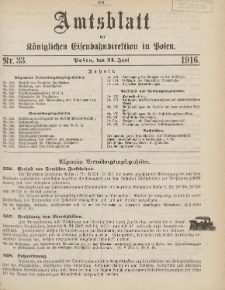 Amtsblatt der Königlichen Eisenbahndirektion in Posen 1916.06.24 Nr33