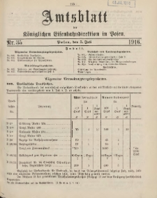 Amtsblatt der Königlichen Eisenbahndirektion in Posen 1916.07.05 Nr35