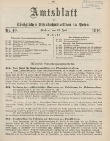 Amtsblatt der Königlichen Eisenbahndirektion in Posen 1916.07.29 Nr40