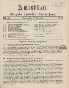 Amtsblatt der Königlichen Eisenbahndirektion in Posen 1916.09.16 Nr49