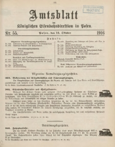 Amtsblatt der Königlichen Eisenbahndirektion in Posen 1916.10.11 Nr55