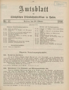 Amtsblatt der Königlichen Eisenbahndirektion in Posen 1916.10.28 Nr57