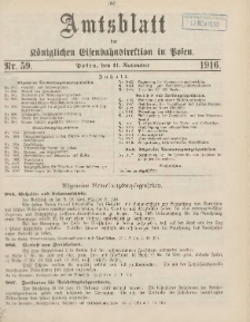 Amtsblatt der Königlichen Eisenbahndirektion in Posen 1916.11.11 Nr59