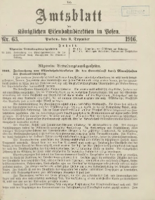 Amtsblatt der Königlichen Eisenbahndirektion in Posen 1916.12.02 Nr63
