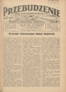 Przebudzenie: organ Związku Robotnik&oacute;w Rolnych i Leśnych ZZP. 1937.01.28 R.18 Nr5