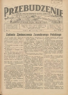 Przebudzenie: organ Związku Robotnik&oacute;w Rolnych i Leśnych ZZP. 1937.02.25 R.18 Nr9