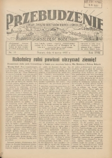 Przebudzenie: organ Związku Robotników Rolnych i Leśnych ZZP. 1937.03.04 R.18 Nr10