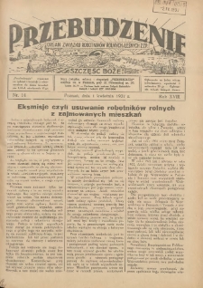 Przebudzenie: organ Związku Robotników Rolnych i Leśnych ZZP. 1937.04.01 R.18 Nr14