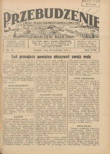 Przebudzenie: organ Związku Robotników Rolnych i Leśnych ZZP. 1937.04.29 R.18 Nr18