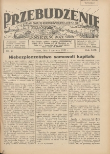 Przebudzenie: organ Związku Robotnik&oacute;w Rolnych i Leśnych ZZP. 1937.06.03 R.18 Nr23