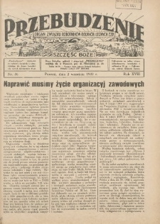 Przebudzenie: organ Związku Robotnik&oacute;w Rolnych i Leśnych ZZP. 1937.09.02 R.18 Nr36
