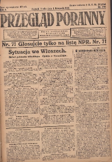 Przegląd Poranny: pismo niezależne i bezpartyjne 1922.11.01 R.2 Nr293