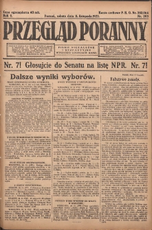 Przegląd Poranny: pismo niezależne i bezpartyjne 1922.11.11 R.2 Nr303