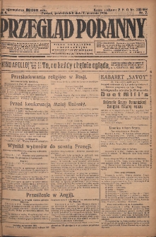 Przegląd Poranny: pismo niezależne i bezpartyjne 1924.01.07 R.4 Nr7