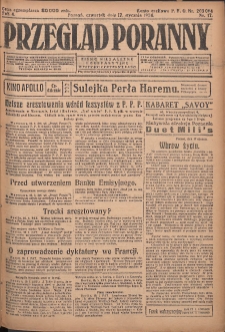 Przegląd Poranny: pismo niezależne i bezpartyjne 1924.01.17 R.4 Nr17