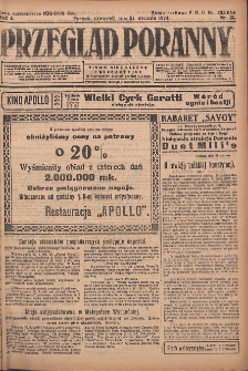 Przegląd Poranny: pismo niezależne i bezpartyjne 1924.01.31 R.4 Nr31