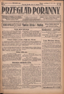 Przegląd Poranny: pismo niezależne i bezpartyjne 1924.02.06 R.4 Nr36