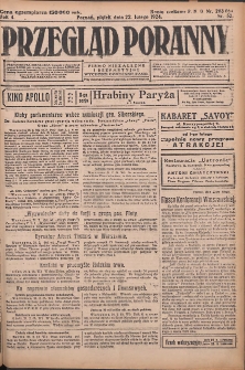 Przegląd Poranny: pismo niezależne i bezpartyjne 1924.02.22 R.4 Nr52