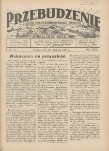 Przebudzenie: organ Związku Robotników Rolnych i Leśnych ZZP. 1937.11.18 R.18 Nr47