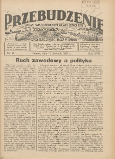 Przebudzenie: organ Związku Robotników Rolnych i Leśnych ZZP. 1937.11.25 R.18 Nr48