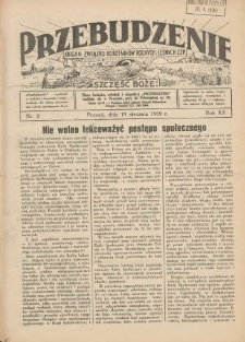 Przebudzenie: organ Związku Robotników Rolnych i Leśnych ZZP. 1939.01.19 R.20 Nr3