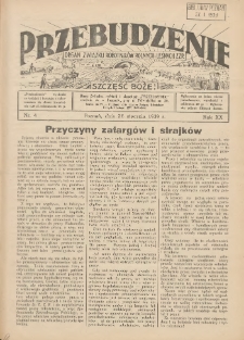 Przebudzenie: organ Związku Robotnik&oacute;w Rolnych i Leśnych ZZP. 1939.01.26 R.20 Nr4