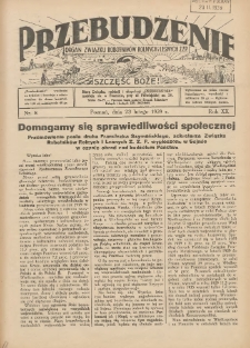 Przebudzenie: organ Związku Robotników Rolnych i Leśnych ZZP. 1939.02.23 R.20 Nr8