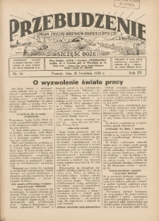 Przebudzenie: organ Związku Robotnik&oacute;w Rolnych i Leśnych ZZP. 1939.04.20 R.20 Nr16