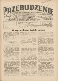Przebudzenie: organ Związku Robotników Rolnych i Leśnych ZZP. 1939.04.20 R.20 Nr16