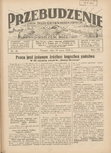 Przebudzenie: organ Związku Robotników Rolnych i Leśnych ZZP. 1939.05.18 R.20 Nr20