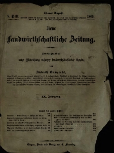 Neue Landwirtschaftliche Zeitung. R. 9. 1860, nr 8