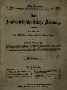 Neue Landwirtschaftliche Zeitung. R. 9. 1860, nr 11