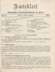 Amtsblatt der Königlichen Eisenbahndirektion in Posen 1917.01.13 Nr2