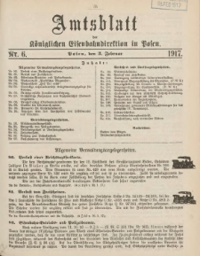 Amtsblatt der Königlichen Eisenbahndirektion in Posen 1917.02.06 Nr6