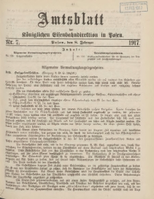 Amtsblatt der Königlichen Eisenbahndirektion in Posen 1917.02.08 Nr7