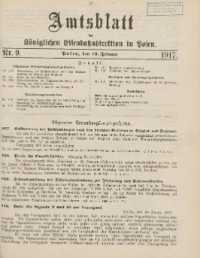 Amtsblatt der Königlichen Eisenbahndirektion in Posen 1917.02.14 Nr9