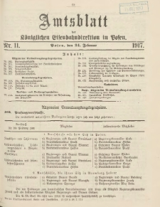 Amtsblatt der Königlichen Eisenbahndirektion in Posen 1917.02.24 Nr11