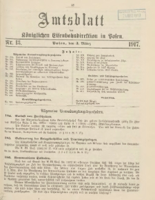 Amtsblatt der Königlichen Eisenbahndirektion in Posen 1917.03.13 Nr13