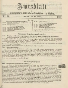 Amtsblatt der Königlichen Eisenbahndirektion in Posen 1917.03.17 Nr16