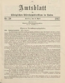 Amtsblatt der Königlichen Eisenbahndirektion in Posen 1917.04.05 Nr20