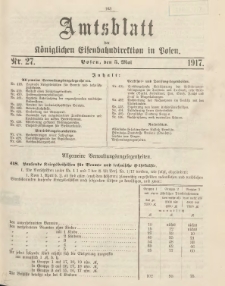 Amtsblatt der Königlichen Eisenbahndirektion in Posen 1917.05.05 Nr27