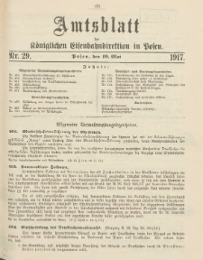 Amtsblatt der Königlichen Eisenbahndirektion in Posen 1917.05.19 Nr29