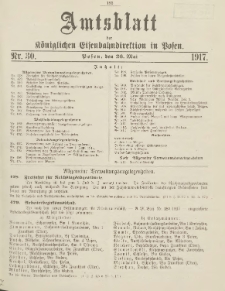 Amtsblatt der Königlichen Eisenbahndirektion in Posen 1917.05.26 Nr30
