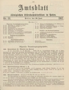 Amtsblatt der Königlichen Eisenbahndirektion in Posen 1917.06.16 Nr33