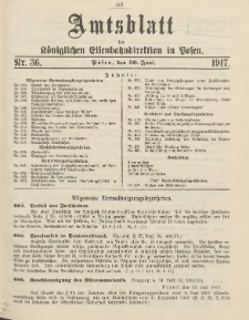 Amtsblatt der Königlichen Eisenbahndirektion in Posen 1917.06.30 Nr36