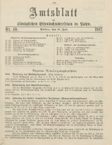 Amtsblatt der Königlichen Eisenbahndirektion in Posen 1917.07.21 Nr40