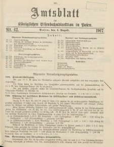 Amtsblatt der Königlichen Eisenbahndirektion in Posen 1917.08.04 Nr42