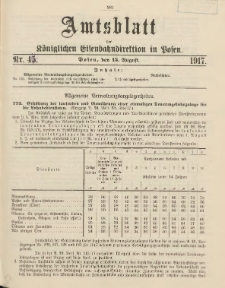 Amtsblatt der Königlichen Eisenbahndirektion in Posen 1917.08.15 Nr44