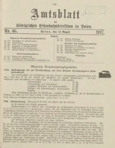 Amtsblatt der Königlichen Eisenbahndirektion in Posen 1917.08.18 Nr46