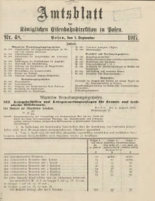 Amtsblatt der Königlichen Eisenbahndirektion in Posen 1917.09.01 Nr48